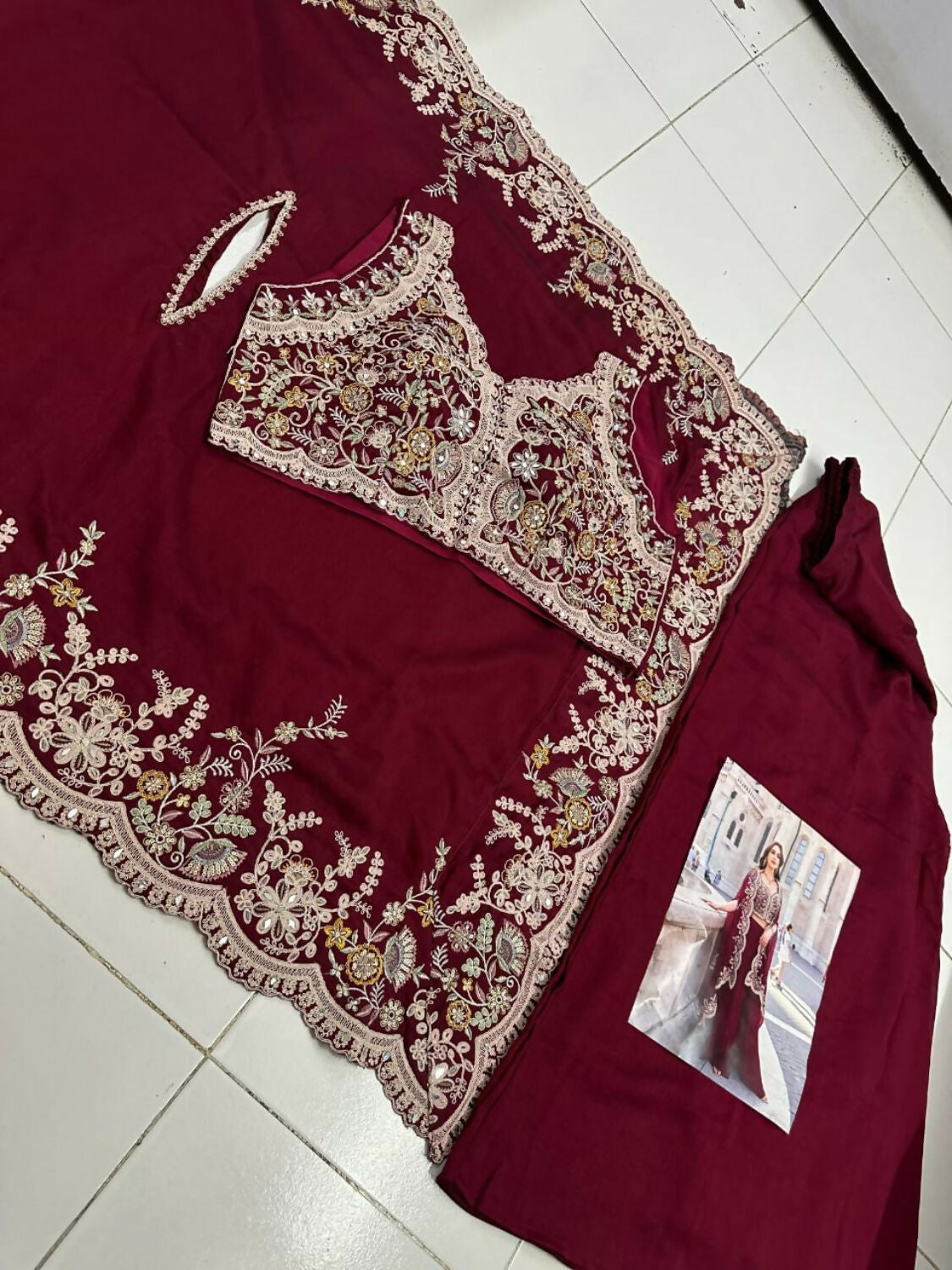 Anaita Red Real Premium Silk Stitched Shrug Suit with Embroidery Work - Distacart