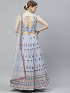 Sky Blue Georgette Heavy Embroidery mirror Work Lehenga Choli with Dupatta - Jivika
