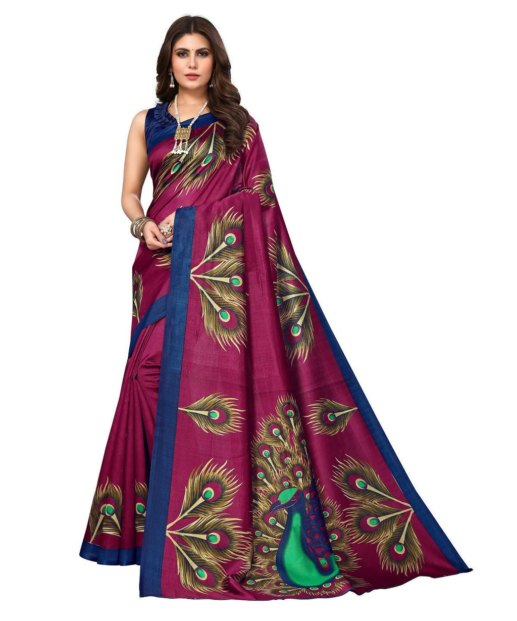 Vamika purple Printed Art Silk Saree