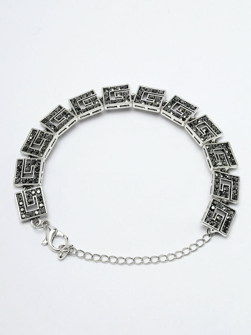 NVR Women American Diamond Rhodium-Plated Link Bracelet - Distacart