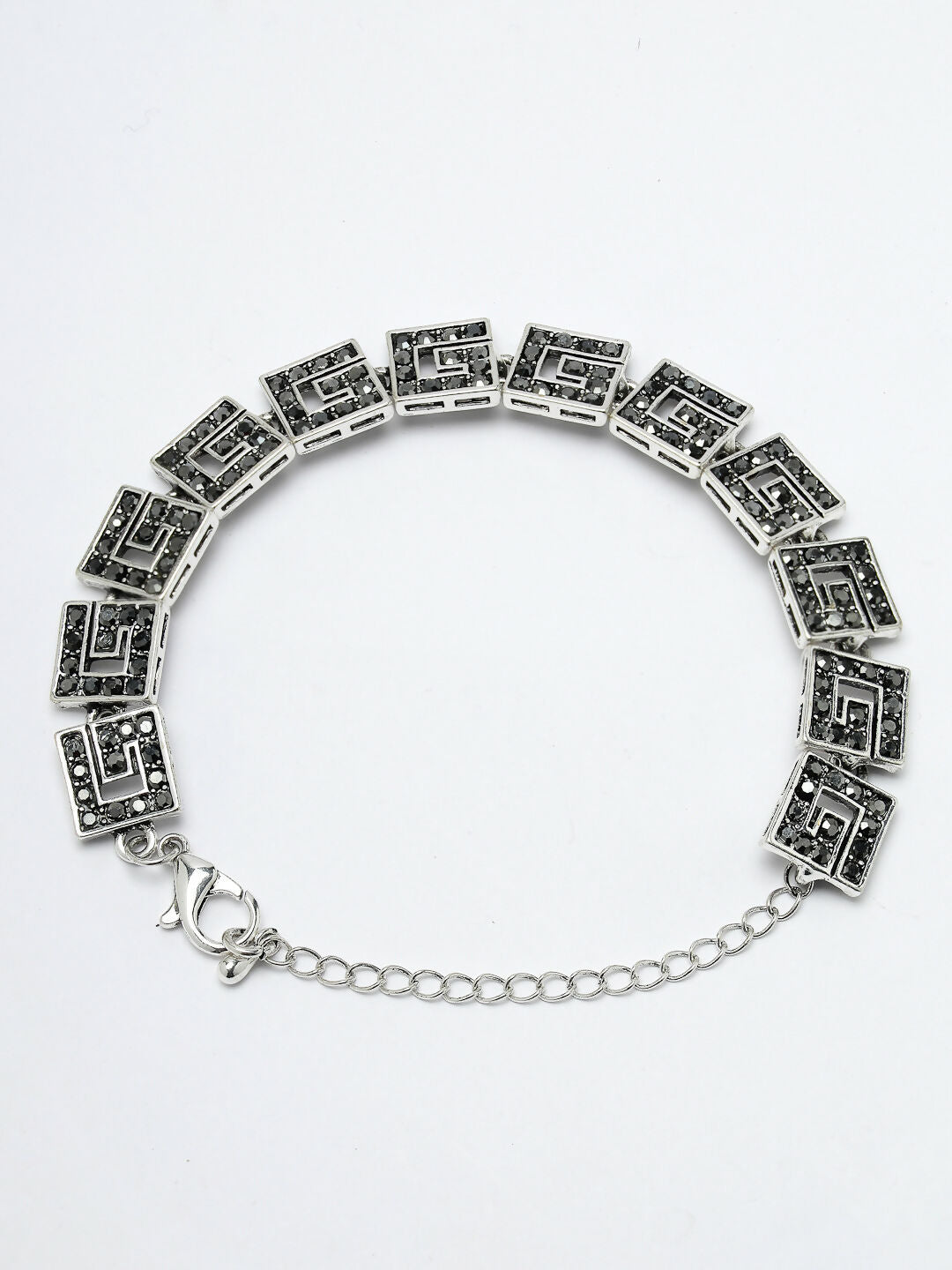 NVR Women American Diamond Rhodium-Plated Link Bracelet - Distacart