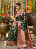 Shree Shyam Fashion Green Silk Blend Saree - Distacart