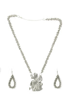 Mominos Fashion Johar Kamal Oxidised Silver-Plated Brass Finish Radha Kishan Long Necklace For Women - Distacart