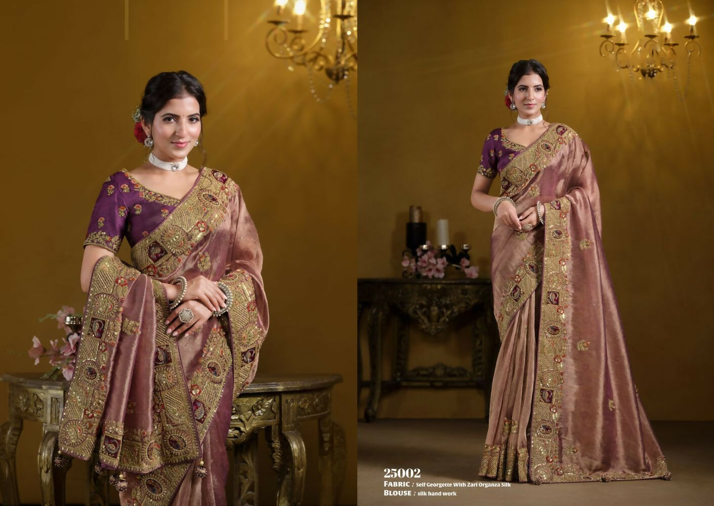 Wine Pure Georgette Pure Khatli work Designer Saree With Blouse. - Rajasvi