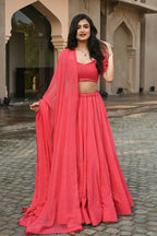 Jyoti Fashion Gajri Thread Embroidery Georgette Lehenga Choli with Dupatta