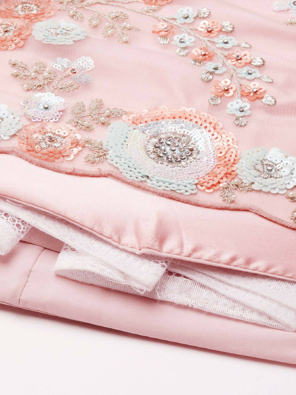 House of Panchhi Pink Net Sequins and Zarkan embroidery Lehenga choli & Dupatta