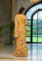 Partywear Designer Yellow Slime Georgette Fancy Saree - Anbazaar