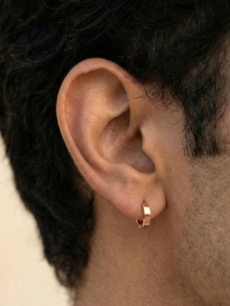 NVR Men's Rose Gold Plated Hoop Earrings - Distacart