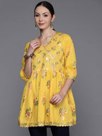 Ahalyaa Women's Traditional wear Tunic - Mustard
