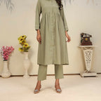 Jyoti Fashion Women's Olive Rinkal Cotton Plain with Side Pocket Kurtis & Sets