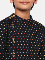 Manet Ethnic Full Sleeves Multi Clour Shirt - Black