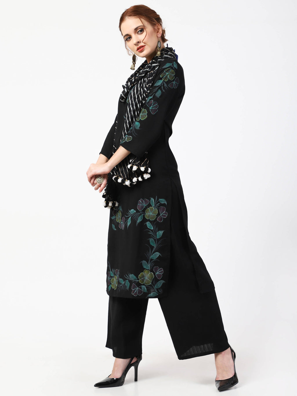 Cheera Kurta Palazzo With Leheria Dupatta Set (CH114KPD)