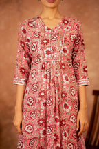 Joban Fashion Pink Hand Block Printed Cotton Suit Set - Distacart