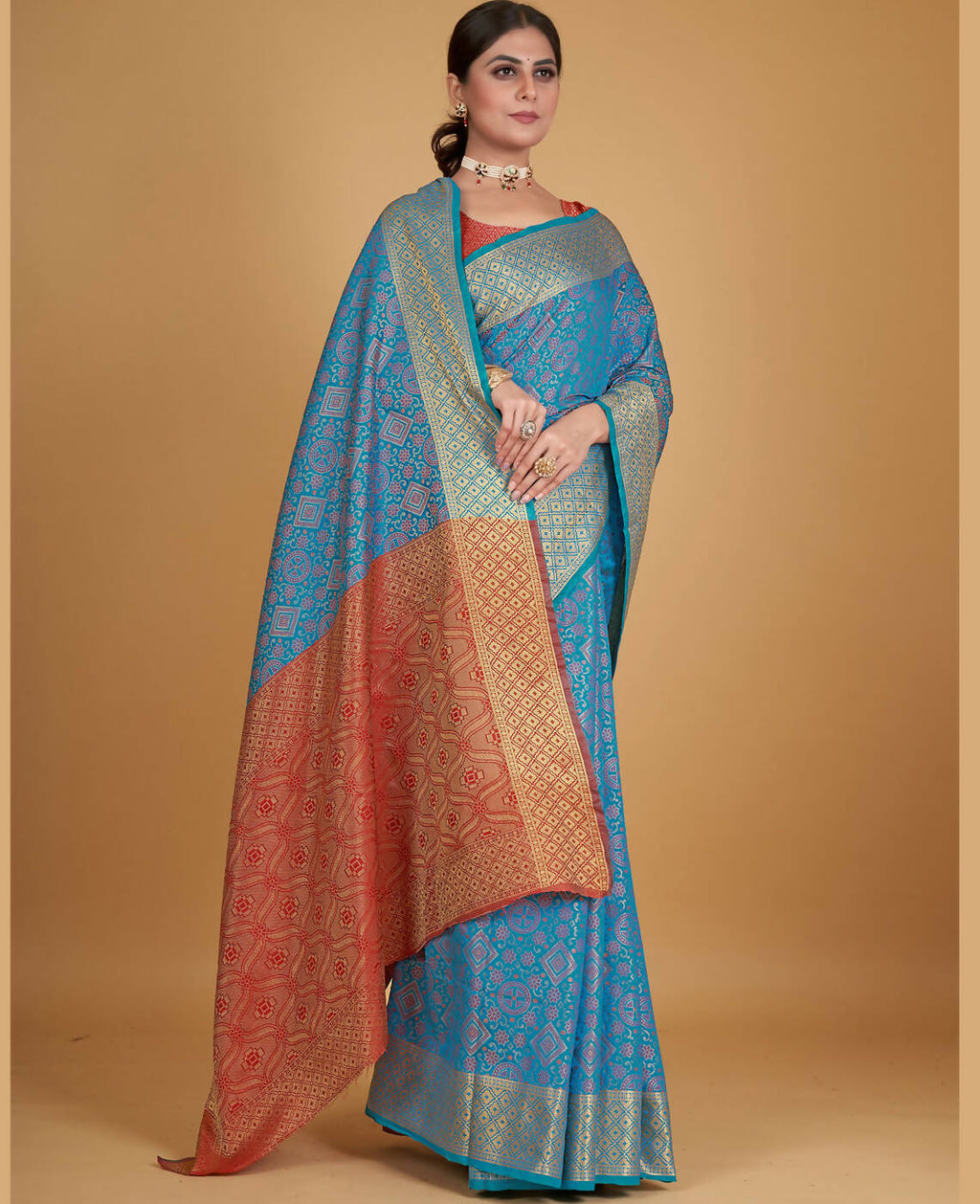 Blue Silk Woven Design Saree With Unstitched Blouse Piece - Akshita