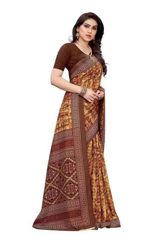 Vamika Printed Yellow Crepe Silk Saree (ICE YELLOW )