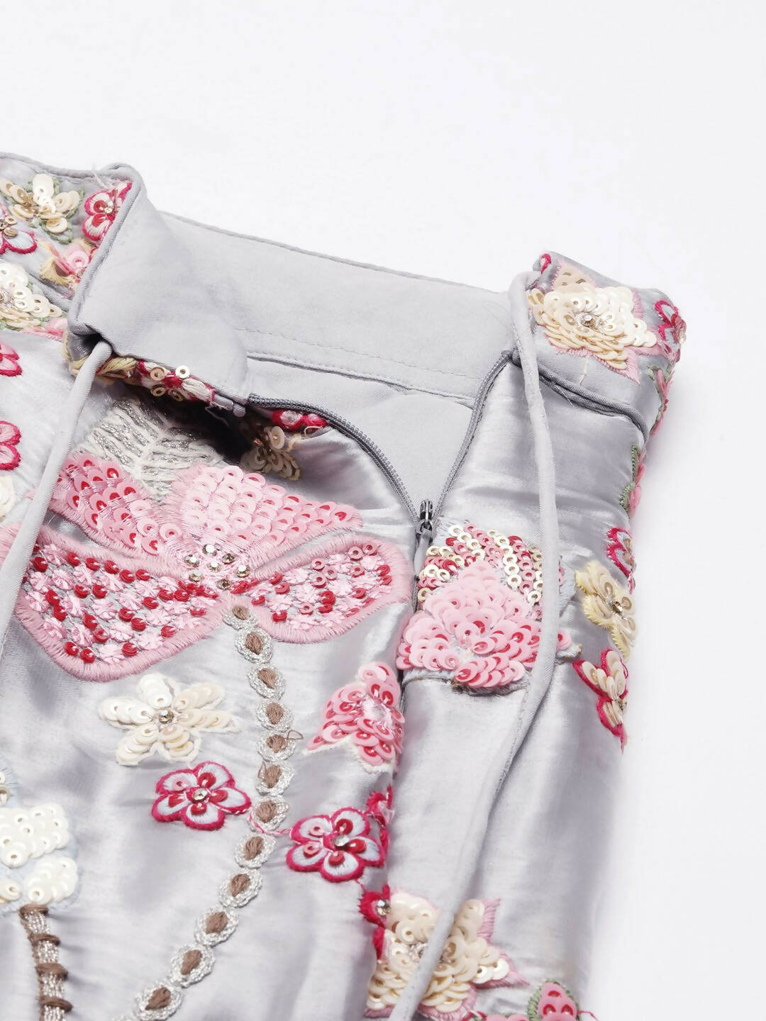 House of Panchhi Grey Organza Sequins and Zarkan embroidery Lehenga choli & Dupatta