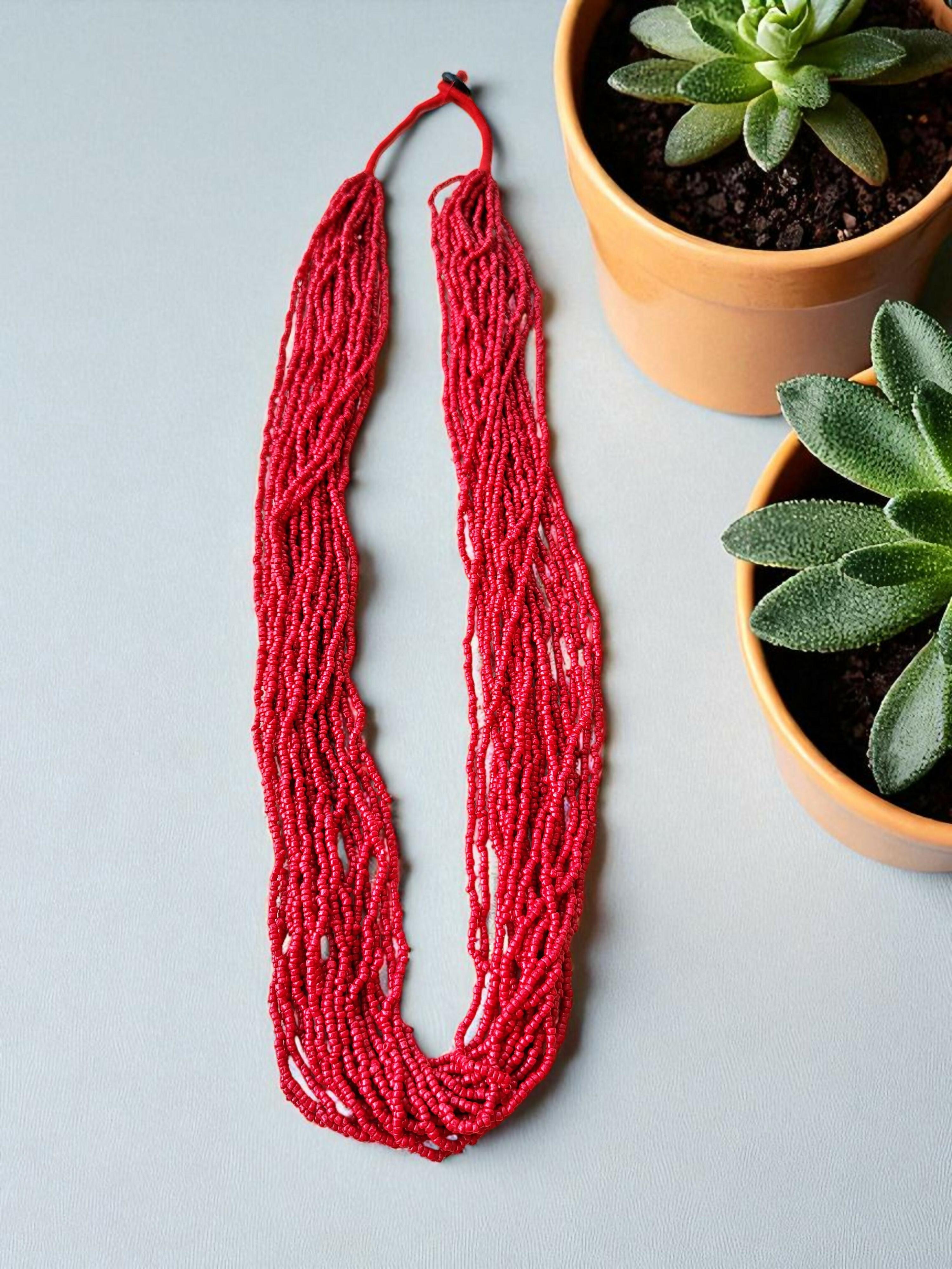 Inhanns Rangsaaz 20-Layer Luxe Long Beaded Only Necklace - Red Only Necklace