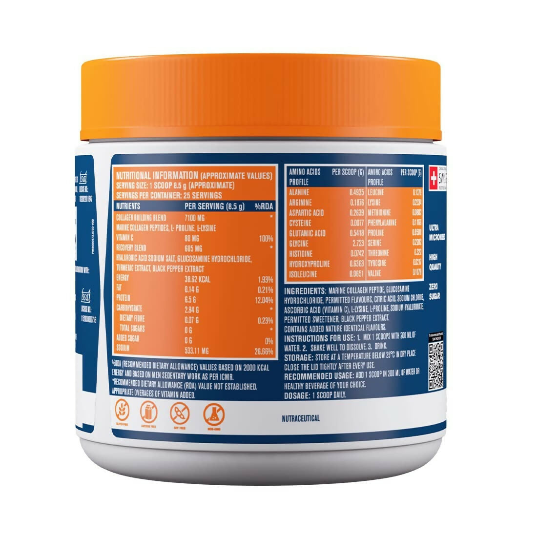 Fast&Up Sports Collagen Protein 7g Type 1 Marine Collagen Peptides - Distacart
