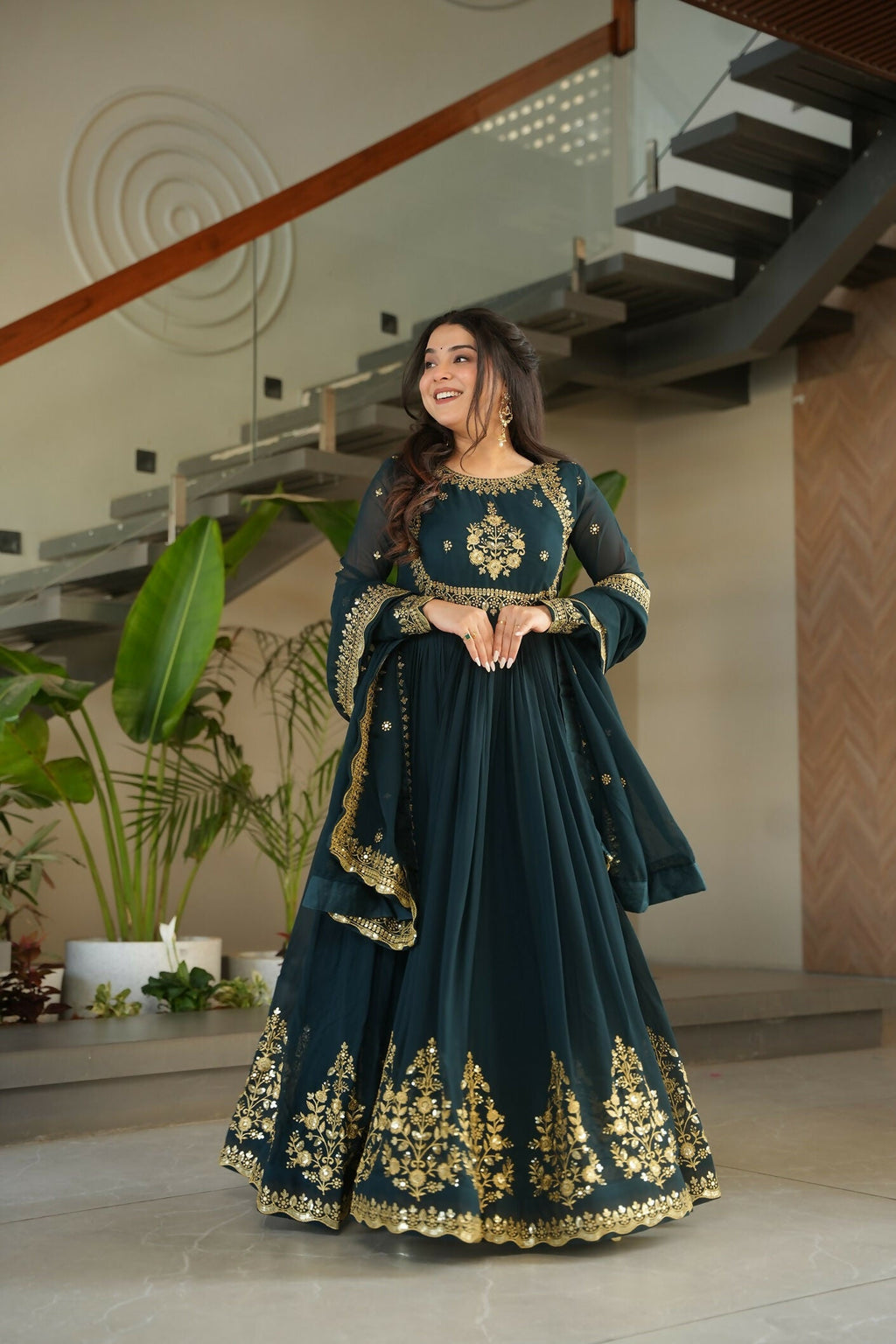 Joban Fashion Rama Georgette Sequence Embroidery Work Kurta Set - Distacart