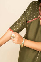 FIORRA Women's Green Silk Blend Straight Kurta Palazzo Set With Dupatta