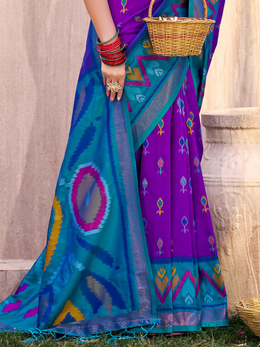 Shree Shyam Fashion Purple Pochampally Silk Saree - Distacart