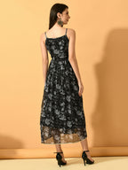 Myshka Women's Black Fit and Flare Party Dress - Distacart