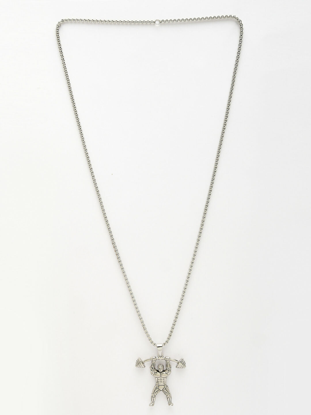 NVR Men's Silver-Plated Stainless Steel Hanuman Pendant with Chain