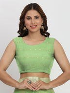 Shree Shyam Fashion Linen Cotton Light Green Saree - Distacart
