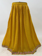 Lorenvalley Fashion Yellow Chinon Embroidery with Sequince Work Salwar Lehenga Stitched