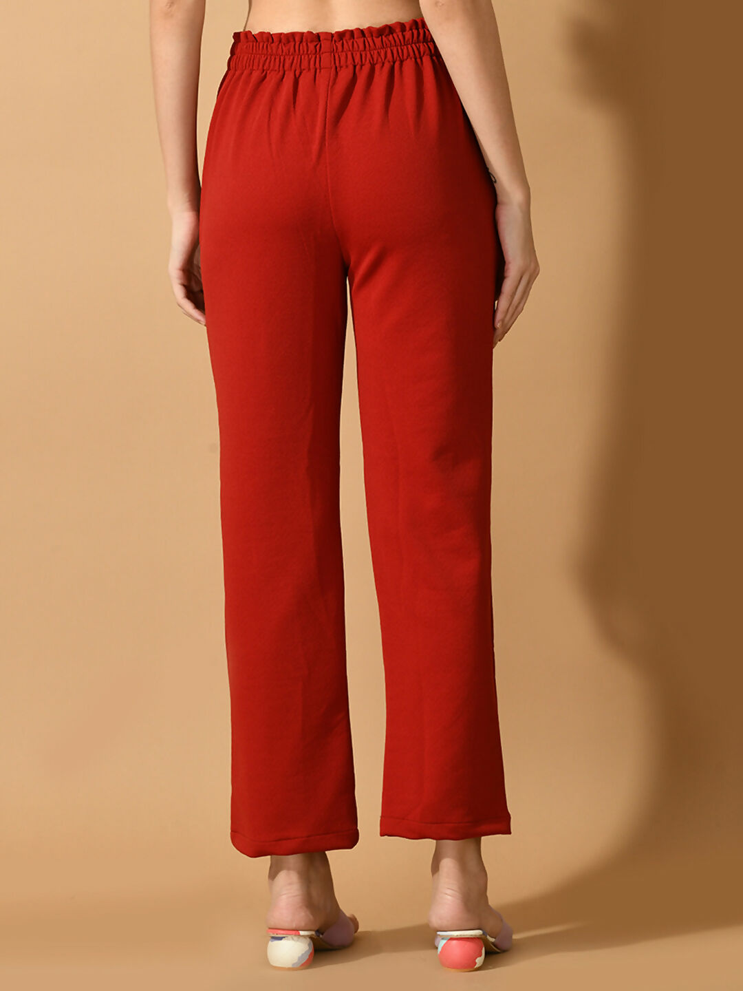Myshka Women's Red Straight Fit Party Trouser