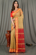 Exclusive Collection Beautiful Khadi Cotton Brown Handloom Saree