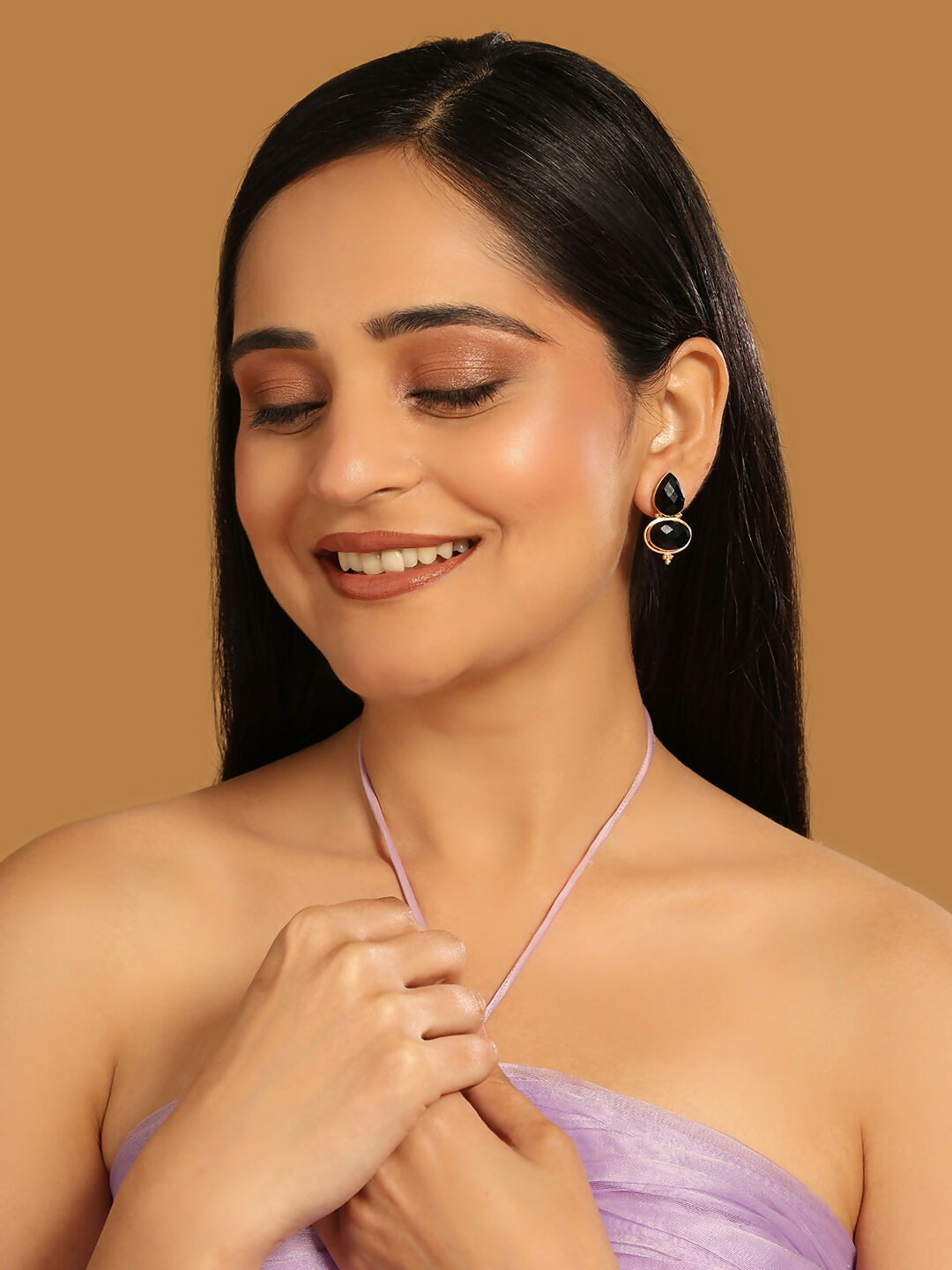 Nuyug 22K Gold Plated Black Embrace Earrings - Distacart