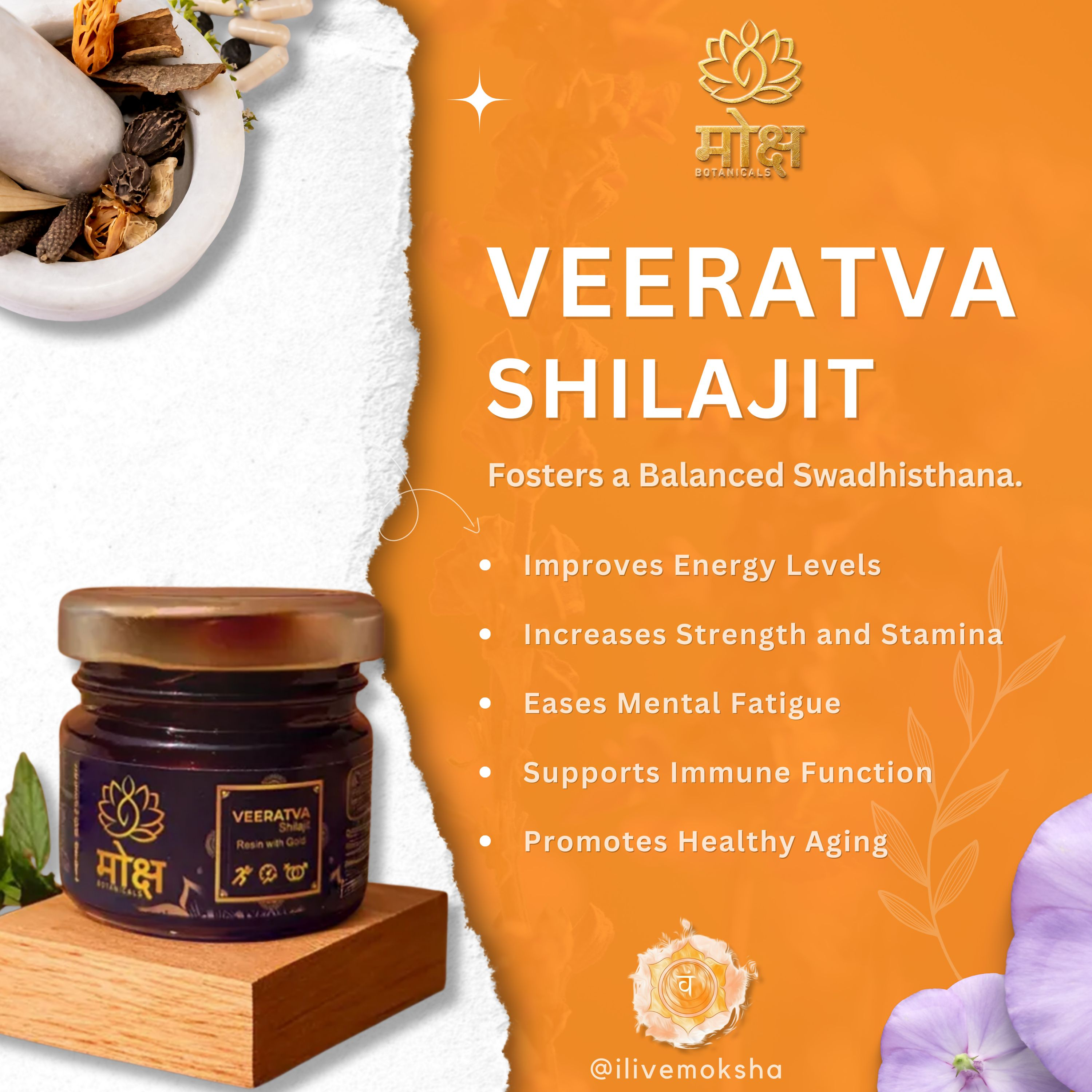 Moksha Botanicals Veeratva SJ Resin with Gold