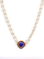 Ruby Raang Blue Meenakari & Pearl Choker