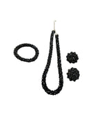 Inhanns Complete Look Crystal Statement 3-Piece Set (Adjustable Necklace + Earrings + Adjustable Bangle ) - Black