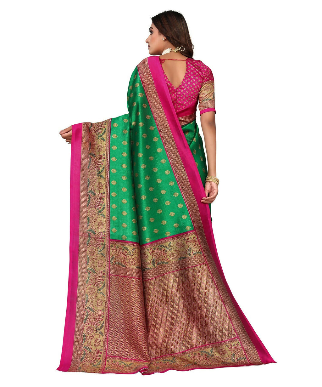 Vamika Green Printed Art Silk Saree