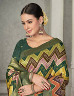 Green Rangkat Tussar Silk Woven Design Saree with Unstitched Blouse - Mohmanthan Eshani