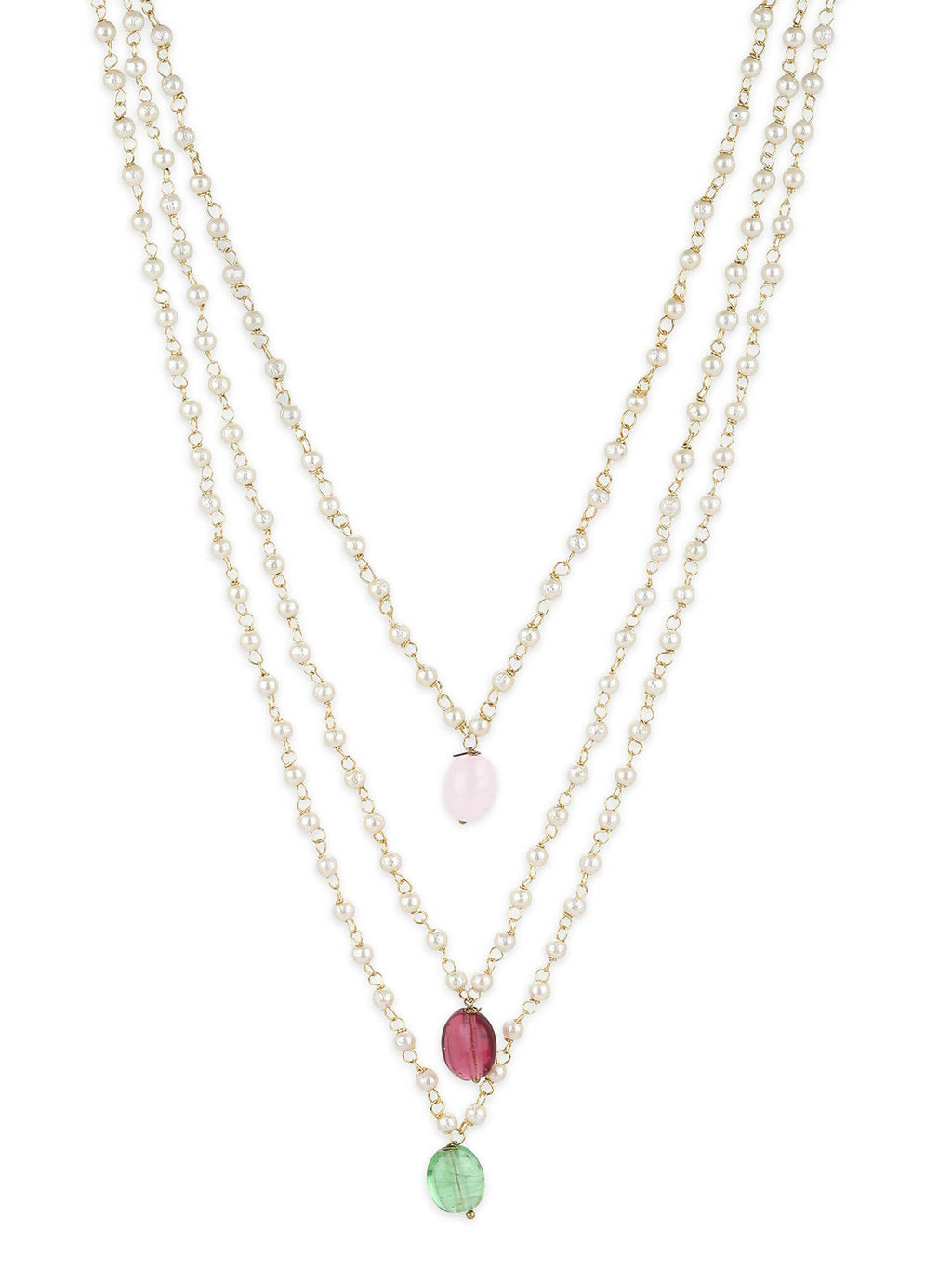 White Pink Brass Gold-Plated Necklace - Ruby Raang - Distacart