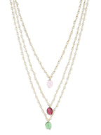 White Pink Brass Gold-Plated Necklace - Ruby Raang - Distacart
