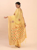 Shree Shyam Fashion Linen Cotton Yellow Saree - Distacart