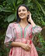 Kaajh Women's Pink Hand Block Printed Dress - Distacart