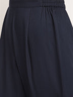 Ahalyaa Women's Navy Blue Rayon Foil & Khari Print Kurta Trouser Set