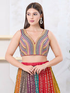 Joban Fashion Multi Mulberry Silk Sleeveless Back Open Blouse