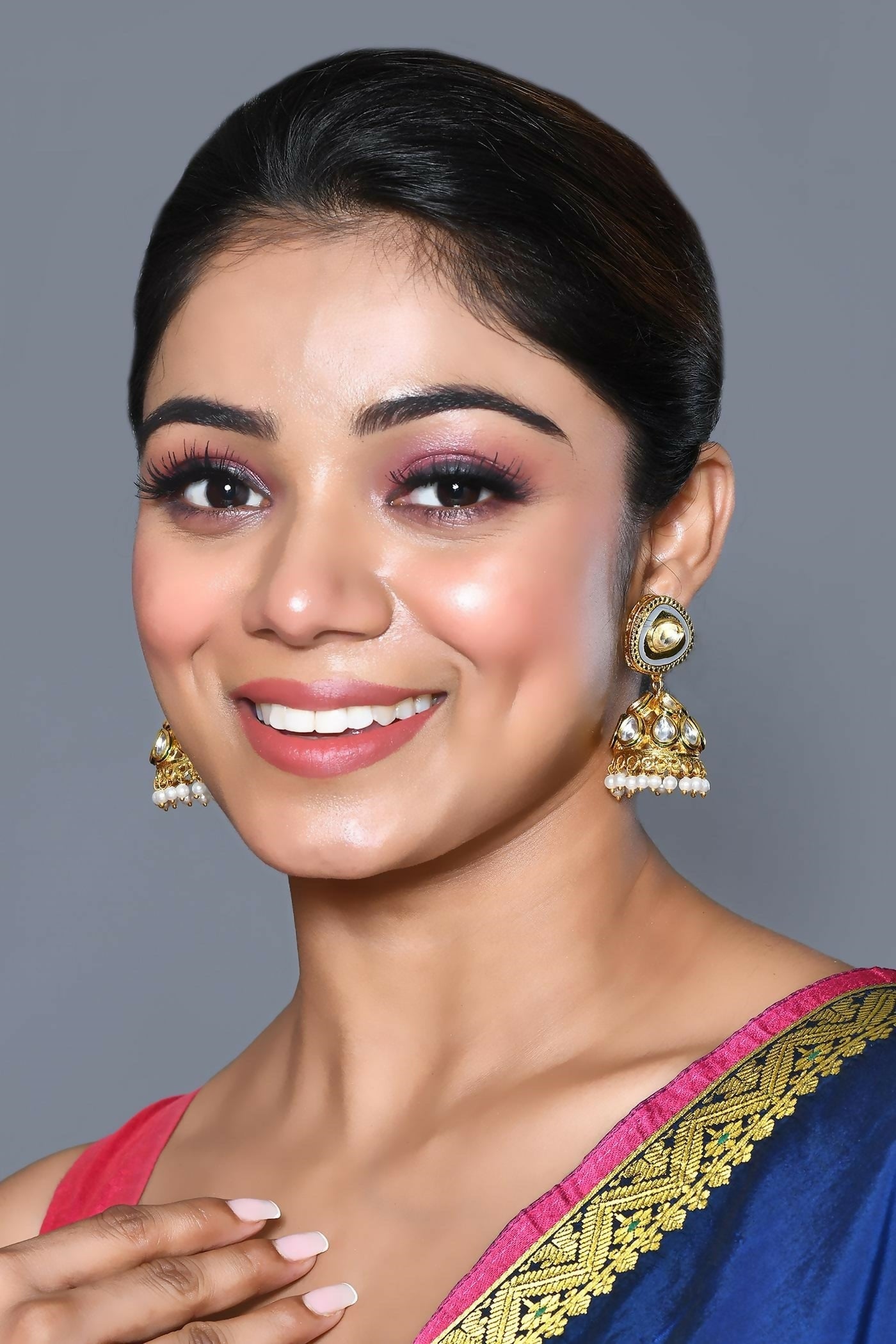 Joban Fashion Women Kundan Pearl Golden White Grey Earrings - Distacart