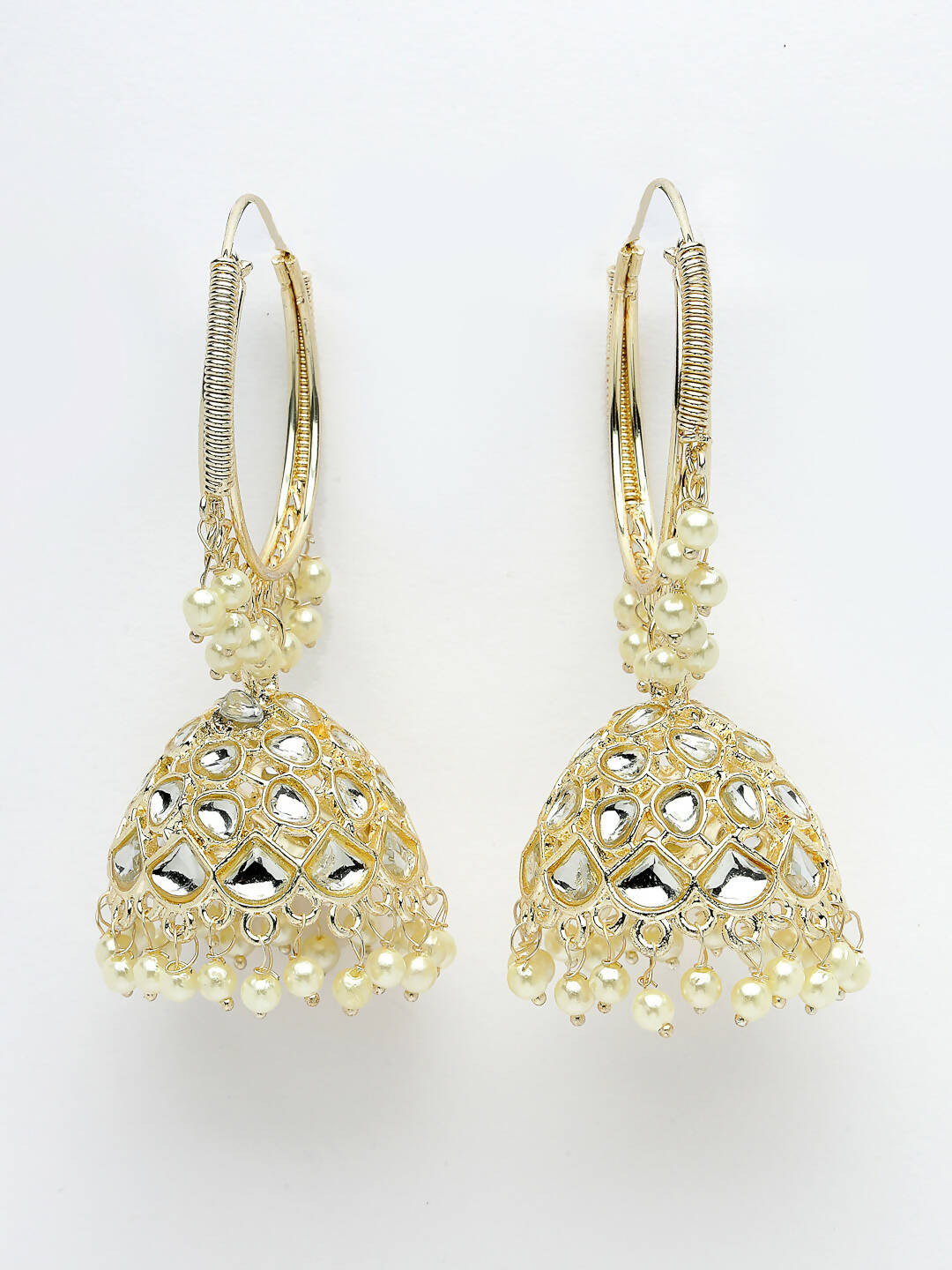 NVR Women Gold-Plated Handcrafted Kundan Jhumka Earrings - Distacart