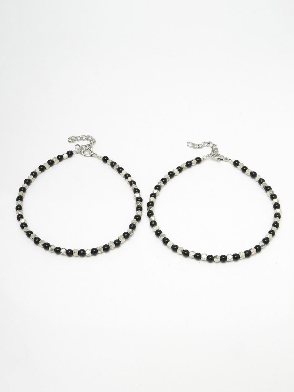 NVR Women's Evil Eye Black & Silver Anklets - Distacart