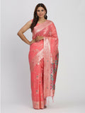 Shree Shyam Fashion Linen Cotton Peach Saree - Distacart