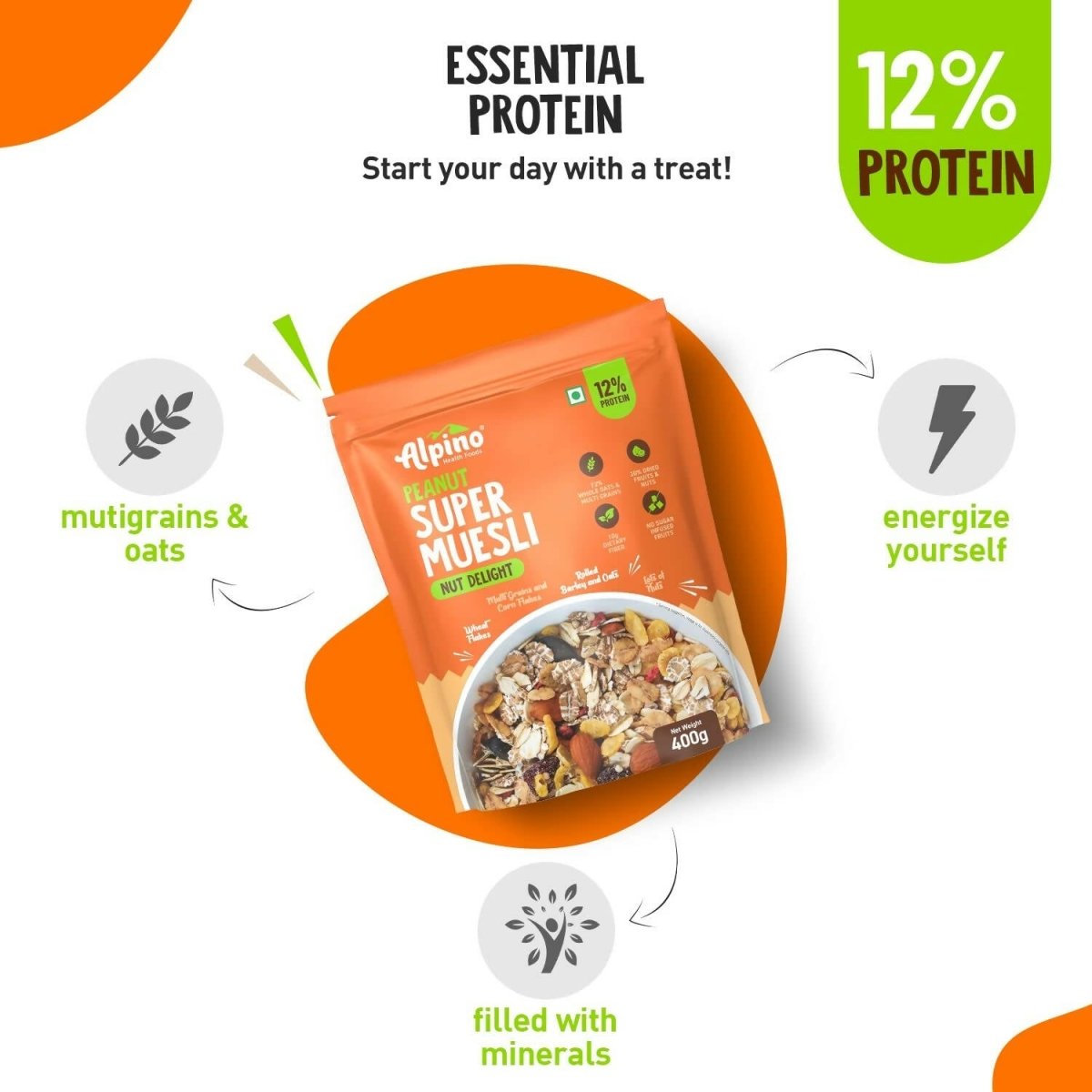 Alpino High Protein Super Muesli Nut Delight - Distacart