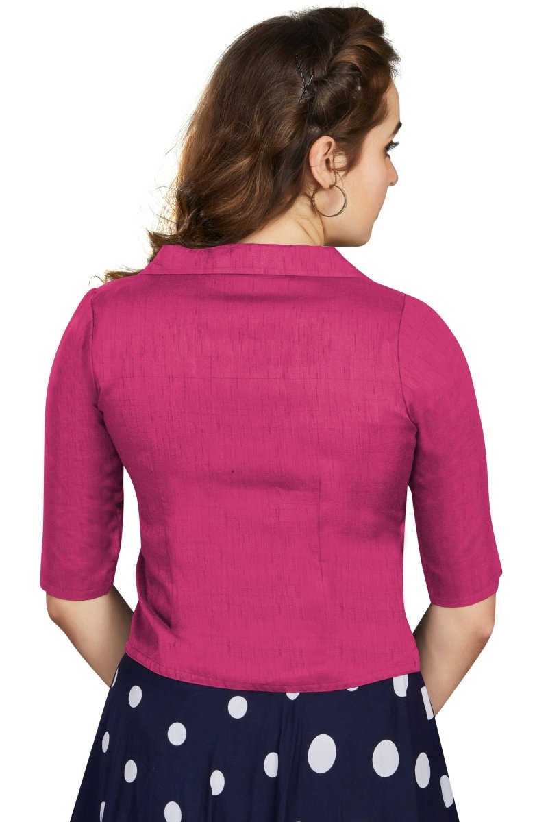 Aastha Fashion Women's Women's Pink Art Silk Button Readymade Blouse