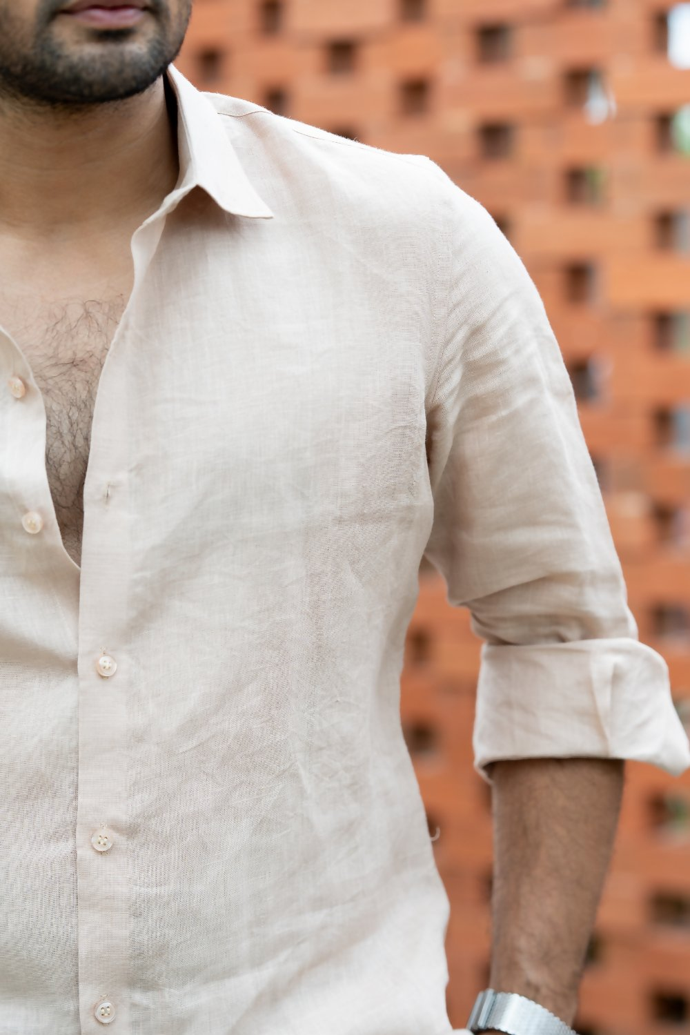 Linen Baige Oasis Dune Shirt By Hilo Design